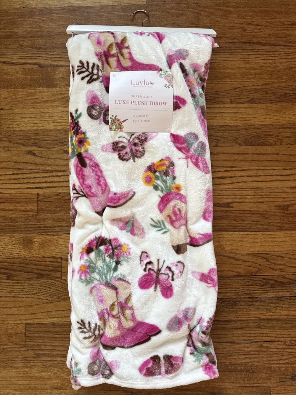 Layla Western Cowboy Boot Plush Throw Blanket 60x70